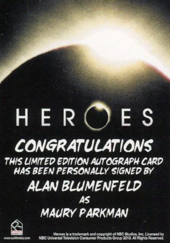 Heroes Archives Alan Blumenfeld as Maury Parkman Autograph Card   - TvMovieCards.com