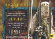 Farscape Season 2 Ka D'Argo Red Swatch Costume Card CC6   - TvMovieCards.com