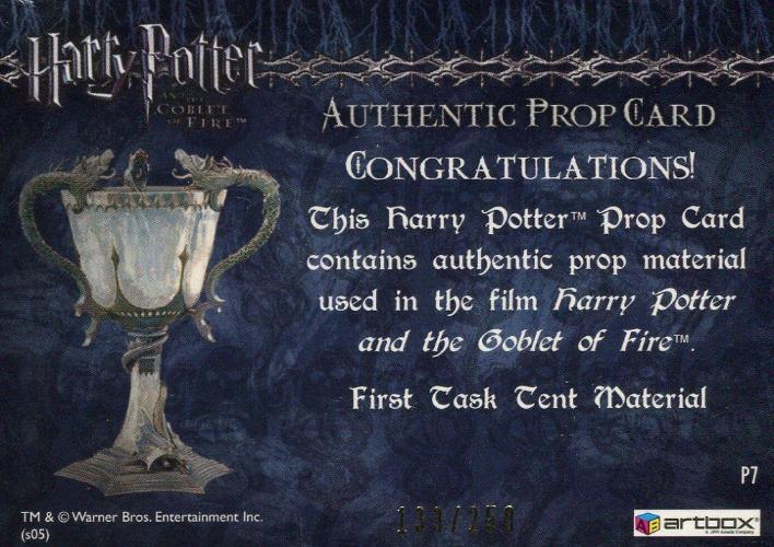 Harry Potter and the Goblet of Fire First Task Tent Prop Card HP P7 #133/250   - TvMovieCards.com