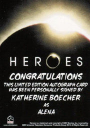 Heroes Archives Katherine Boecher as Alena Autograph Card   - TvMovieCards.com
