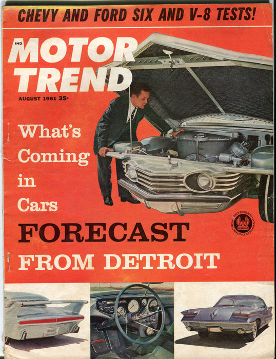 August 1961 Motor Trend Car Magazine - Whats Coming in Cars Forcast from Detroit   - TvMovieCards.com