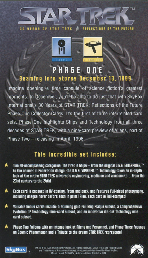 Star Trek 30 Years Phase 1 One Oversize Promo Card Single Card   - TvMovieCards.com