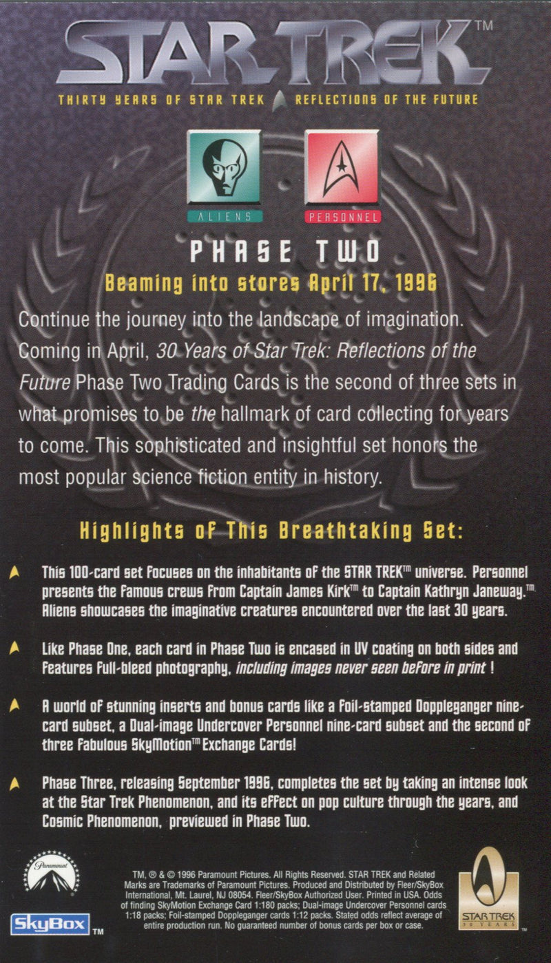 Star Trek 30 Years Phase 2 Two Oversize Promo Card Single Card   - TvMovieCards.com