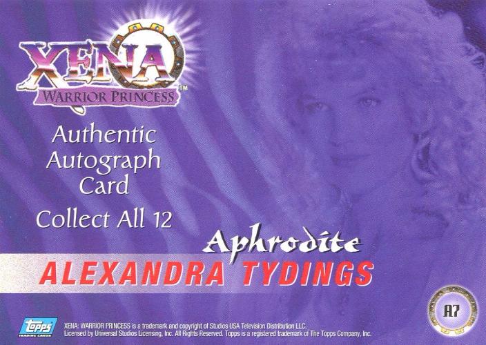 Xena Series II Two Topps Alexandra Tydings as Aphrodite Autograph Card A7   - TvMovieCards.com