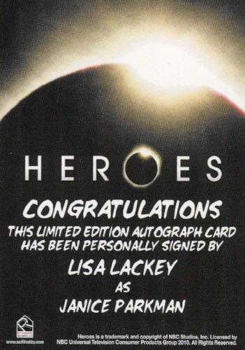 Heroes Archives Lisa Lackey as Janice Parkman Autograph Card   - TvMovieCards.com