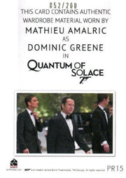 James Bond Archives Spectre Dominic Greene Relic Costume Card PR15 #052/200   - TvMovieCards.com