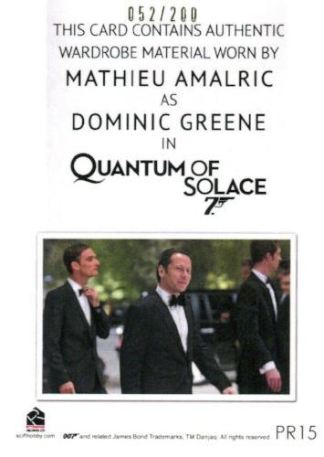 James Bond Archives Spectre Dominic Greene Relic Costume Card PR15 #052/200   - TvMovieCards.com