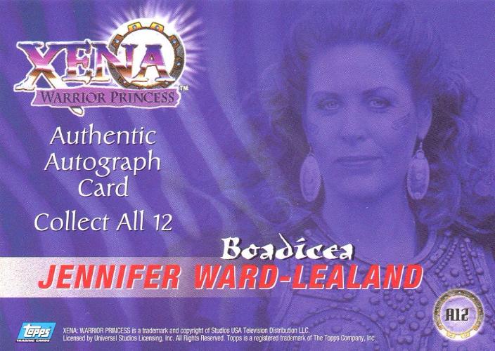 Xena Series II Two Topps Jennifer Ward-Lealand as Bodicea Autograph Card A12   - TvMovieCards.com