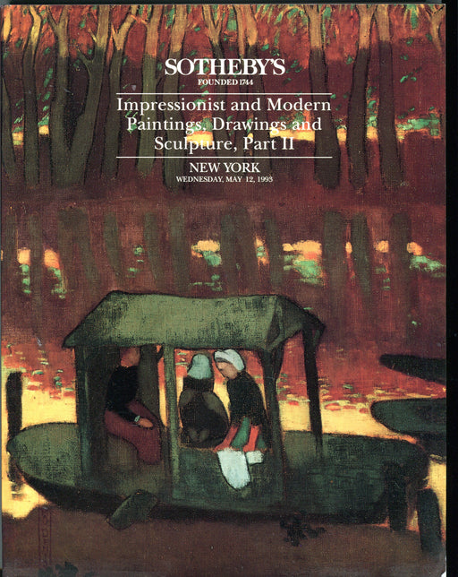 Sothebys Auction Catalog May 12 1993 Impressionist Modern Paintings Drawings NY   - TvMovieCards.com