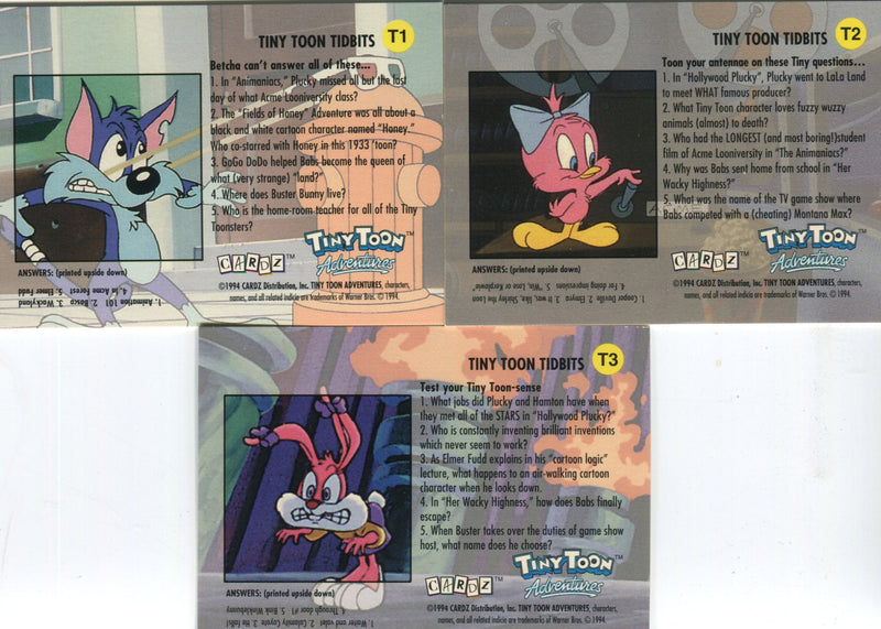 Tiny Toon Adventures Tekchrome Chase Card Set 3 Cards T1 T2 T3   - TvMovieCards.com