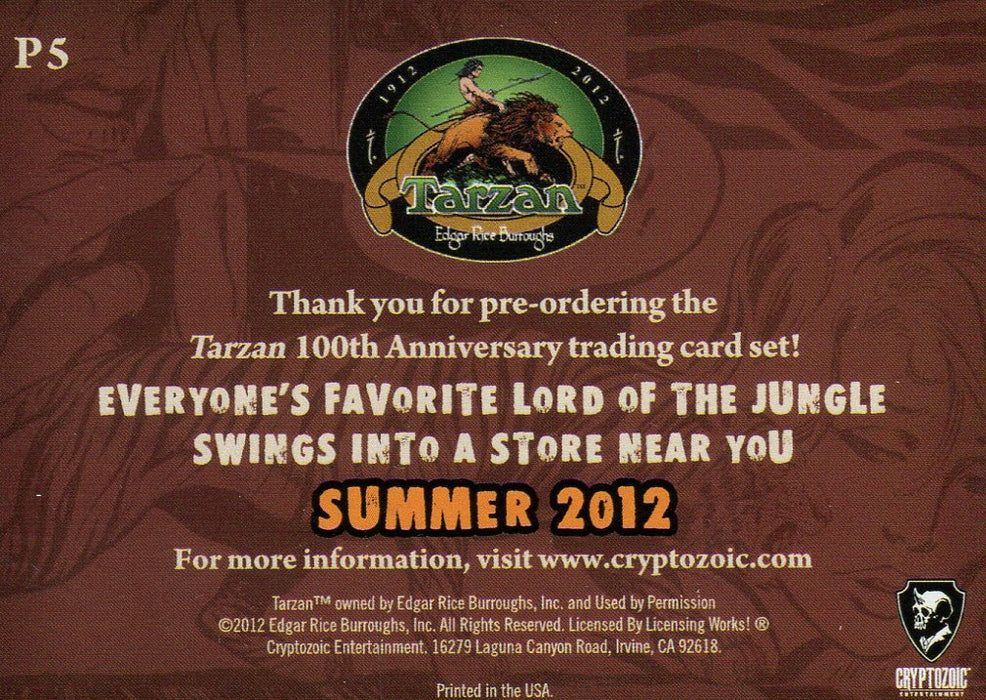 Tarzan 100th Anniversary Single Promo Card P5 Cryptozoic 2012   - TvMovieCards.com