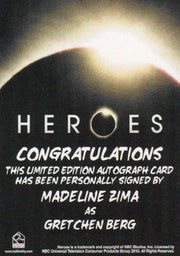 Heroes Archives Madeline Zima as Gretchen Berg Autograph Card   - TvMovieCards.com