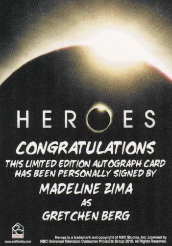 Heroes Archives Madeline Zima as Gretchen Berg Autograph Card   - TvMovieCards.com
