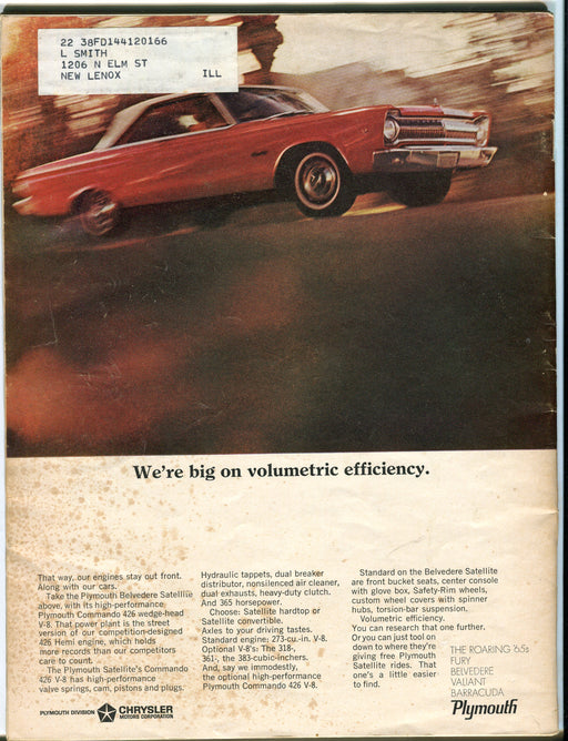 October 1965 Motor Trend Car Magazine - Hemi 426 '66 1/2 Dodge Charger   - TvMovieCards.com