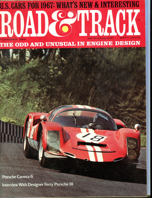 Nov 1965 Road & Track Magazine - Porsche Carrera 6 Mercedes-Benz 250   - TvMovieCards.com