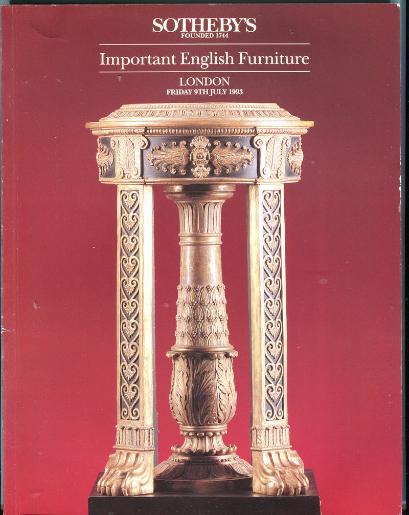 Sothebys Auction Catalog July 9 1993 Important English Furniture   - TvMovieCards.com