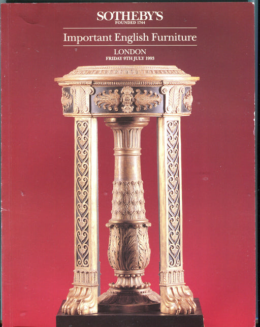 Sothebys Auction Catalog July 9 1993 Important English Furniture   - TvMovieCards.com