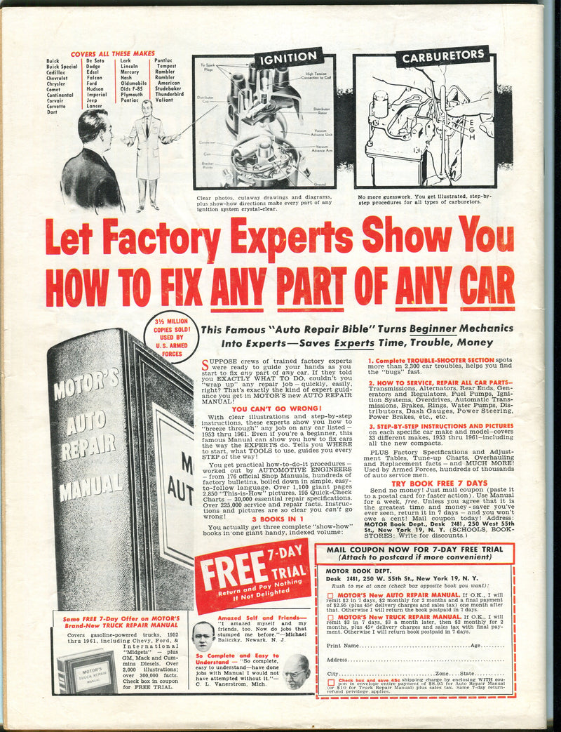 January 1962 Magazine - '62's Super Stock Engines Competition Chassis Mods   - TvMovieCards.com