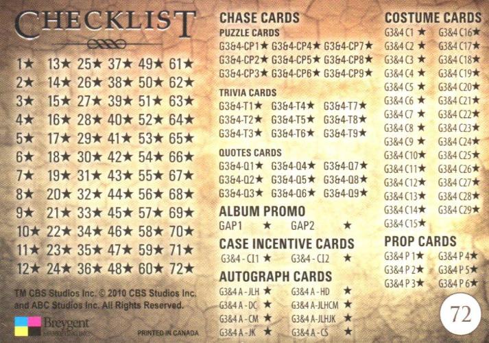 Ghost Whisperer Seasons 3 & 4 Base Card Set 72 Cards   - TvMovieCards.com