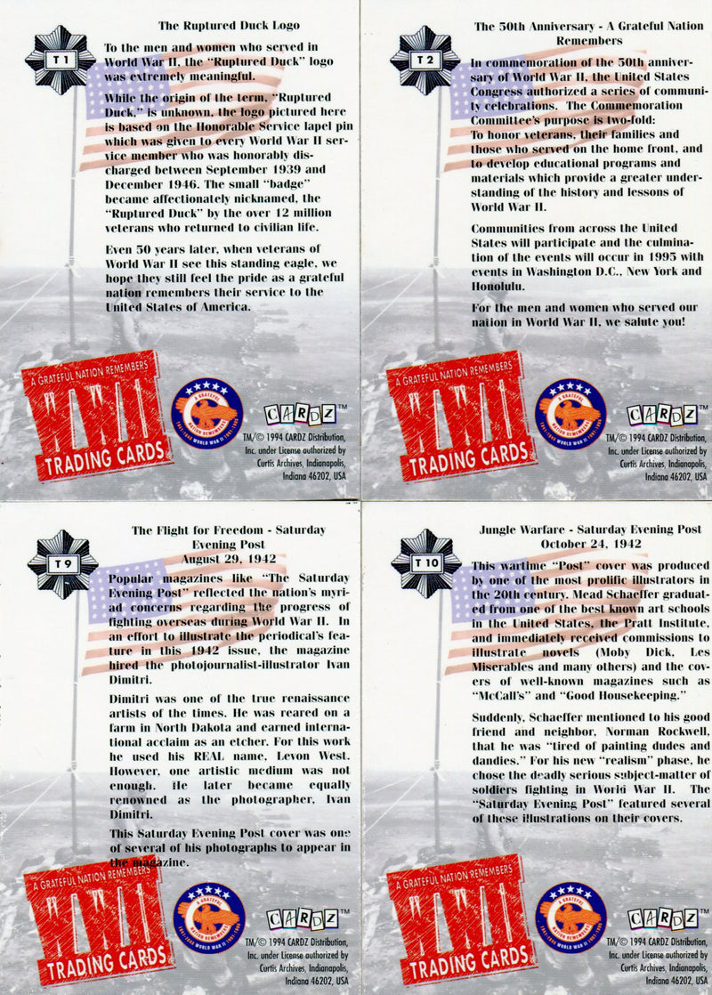 World War II A Grateful Nation Remembers Tekchrome Chase Card Set 10 Cards   - TvMovieCards.com
