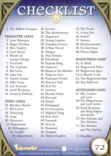 Golden Compass Movie Base Card Set 72 Cards Inkworks 2007   - TvMovieCards.com