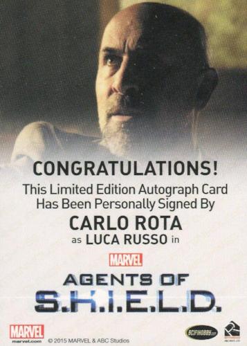 Agents of S.H.I.E.L.D. Season 1 Carlo Rota Autograph Card   - TvMovieCards.com