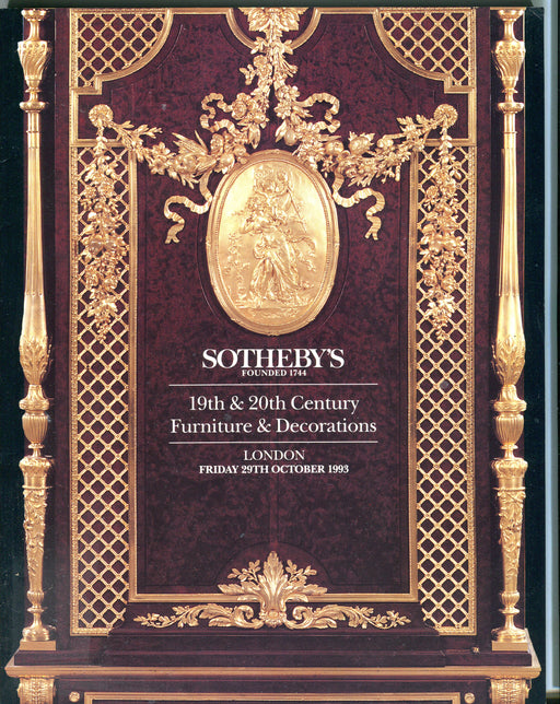 Sothebys Auction Catalog Oct 29 1993 19th 20th Century Furniture & Decorations   - TvMovieCards.com