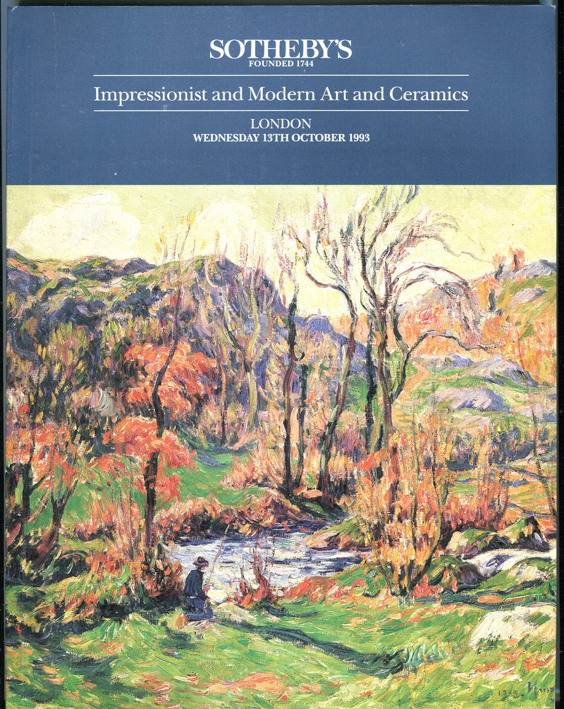 Sothebys Auction Catalog Oct 13 1993 Impressionist Modern Art & Ceramics   - TvMovieCards.com