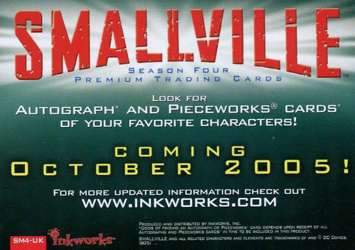 Smallville Season Four Promo Card SM4-UK Inkworks   - TvMovieCards.com
