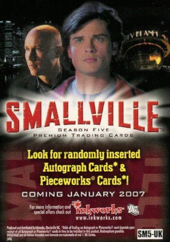Smallville Season Five Promo Card SM5-UK Inkworks   - TvMovieCards.com