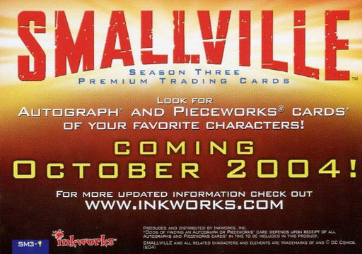 Smallville Season Three Promo Card SM3-Internet Symbol Inkworks   - TvMovieCards.com