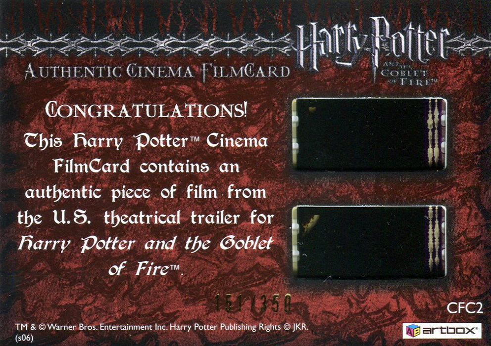Harry Potter and the Goblet of Fire Update Cinema Film Cel Chase Card CFC2   - TvMovieCards.com