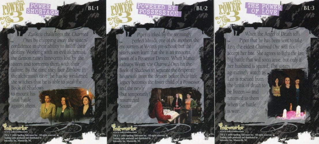 Charmed Destiny Box Loader Chase Card Set BL-1 thru BL-3 Inkworks 2006 - TvMovieCards.com