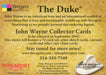 John Wayne The Duke Promo Card Non-Sport Update Breygent 2005   - TvMovieCards.com