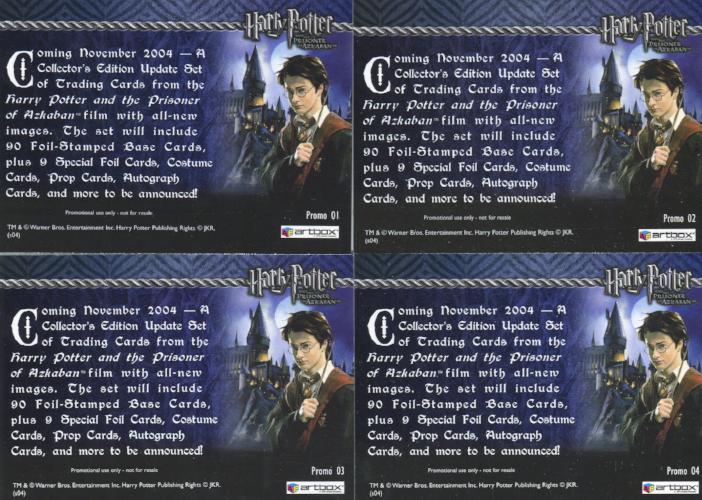 Harry Potter and the Prisoner of Azkaban Update Gold Foil Promo Card Set 4 Cards   - TvMovieCards.com
