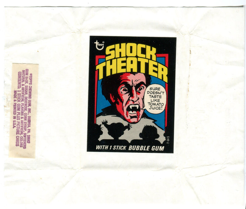 Shock Theater 1975 Topps Vintage Bubble Gum Trading Card TEST Wrapper   - TvMovieCards.com