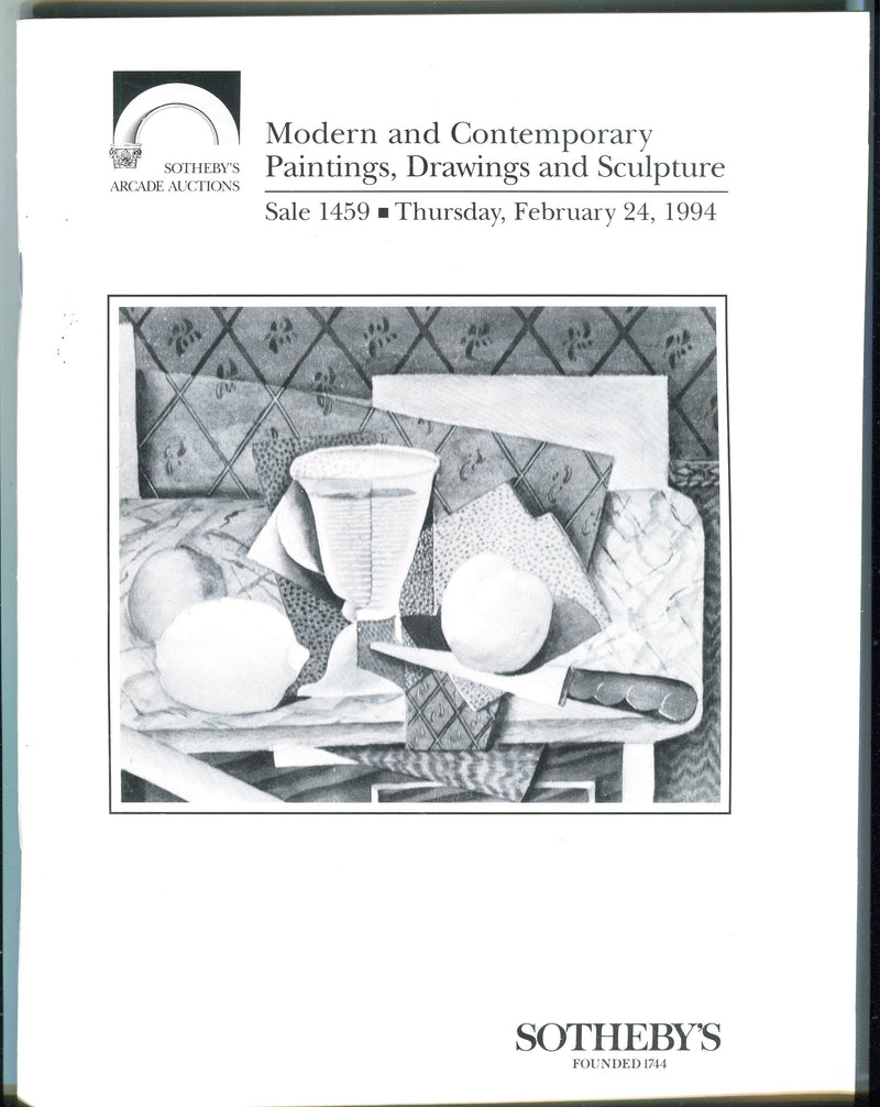 Sothebys Auction Catalog Feb 24 1994 Modern & Contemporary Paintings Drawings   - TvMovieCards.com