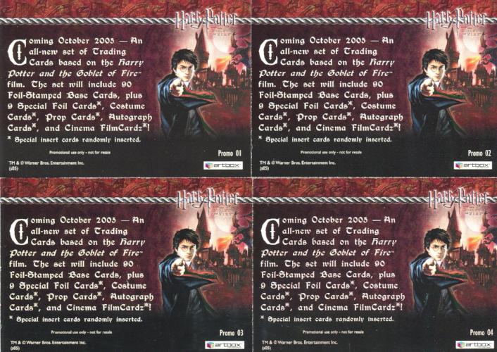 Harry Potter and the Goblet of Fire Blue Foil Promo Card Set 4 Cards   - TvMovieCards.com