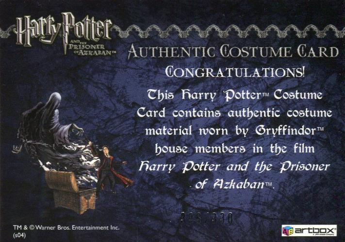 Harry Potter Prisoner Azkaban Update Gryffindor's Tie Costume Card HP #306/330   - TvMovieCards.com