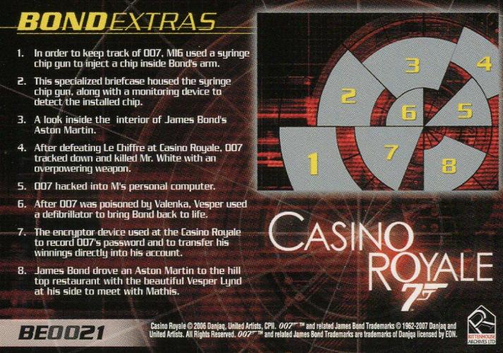 James Bond Complete Casino Royale Expansion Chase Card BE0021   - TvMovieCards.com