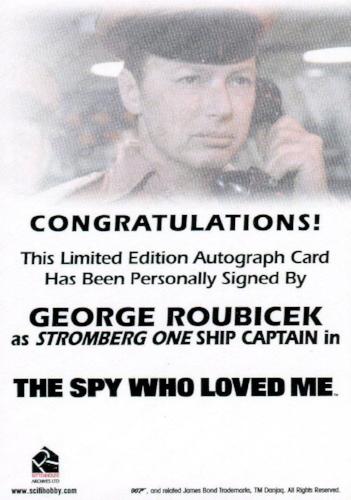 James Bond Archives Final Edition 2017 George Roubicek Autograph Card   - TvMovieCards.com