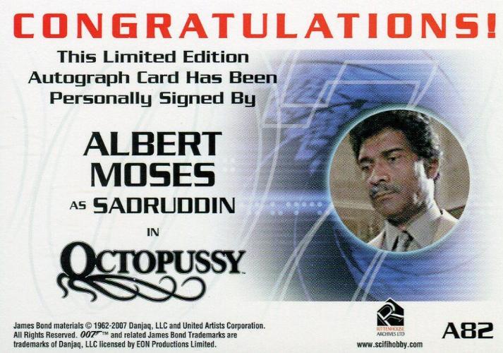 James Bond in Motion 2008 Albert Moses as Sadruddin Autograph Card A82   - TvMovieCards.com