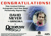 James Bond in Motion 2008 David Meyer as Grischka Autograph Card A85   - TvMovieCards.com