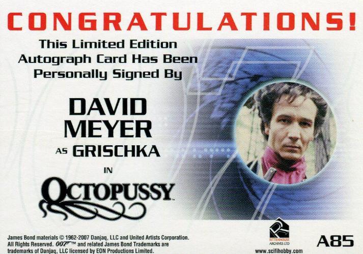 James Bond in Motion 2008 David Meyer as Grischka Autograph Card A85   - TvMovieCards.com