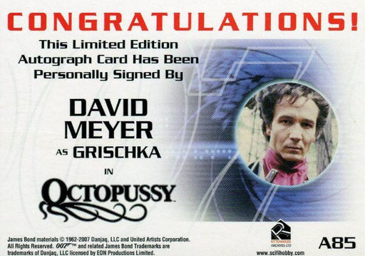James Bond in Motion 2008 David Meyer as Grischka Autograph Card A85   - TvMovieCards.com