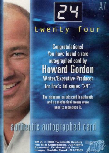 24 Twenty Four Seasons 1 and 2 Writer Producer Howard Gordon Autograph Card A7   - TvMovieCards.com