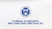 United States Mint 50 State Quarters Proof Coin Set 2001   - TvMovieCards.com