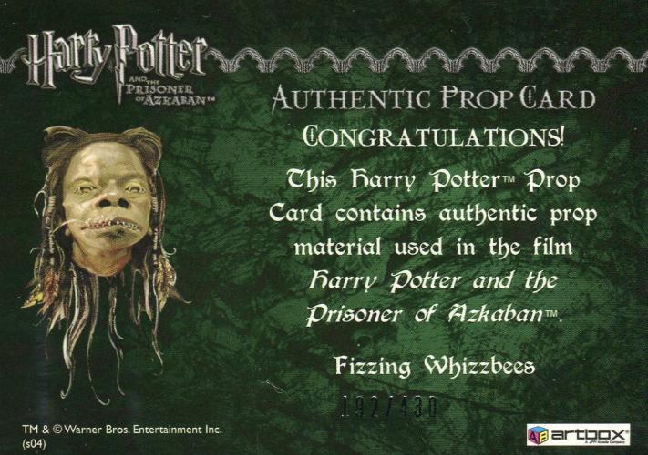 Harry Potter Prisoner of Azkaban Update Fizzing Whizzbees Prop Card HP #192/430   - TvMovieCards.com