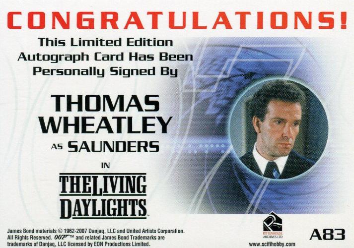 James Bond in Motion 2008 Thomas Wheatley as Saunders Autograph Card A83   - TvMovieCards.com