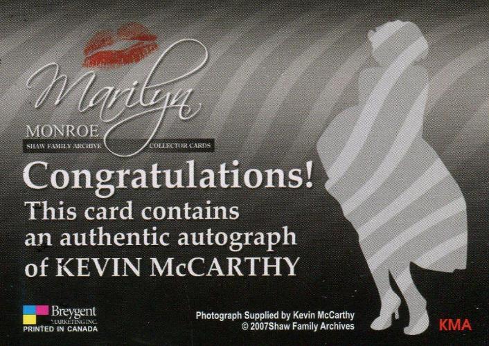Marilyn Monroe Shaw Family Archive Kevin McCarthy Autograph Card KMA   - TvMovieCards.com